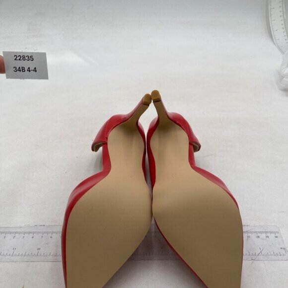 FOWT Red Slip on Classic Pointed Toe Pumps High Heel D'orsays Office Formal Shoe - Picture 7 of 8